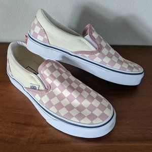 Womens size 6 Pink Chex Slip-On Vans